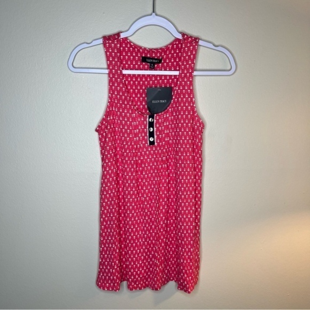 Ellen Tracy Womens Size S Floral Print Scoop Neck Sleeveless Tank
